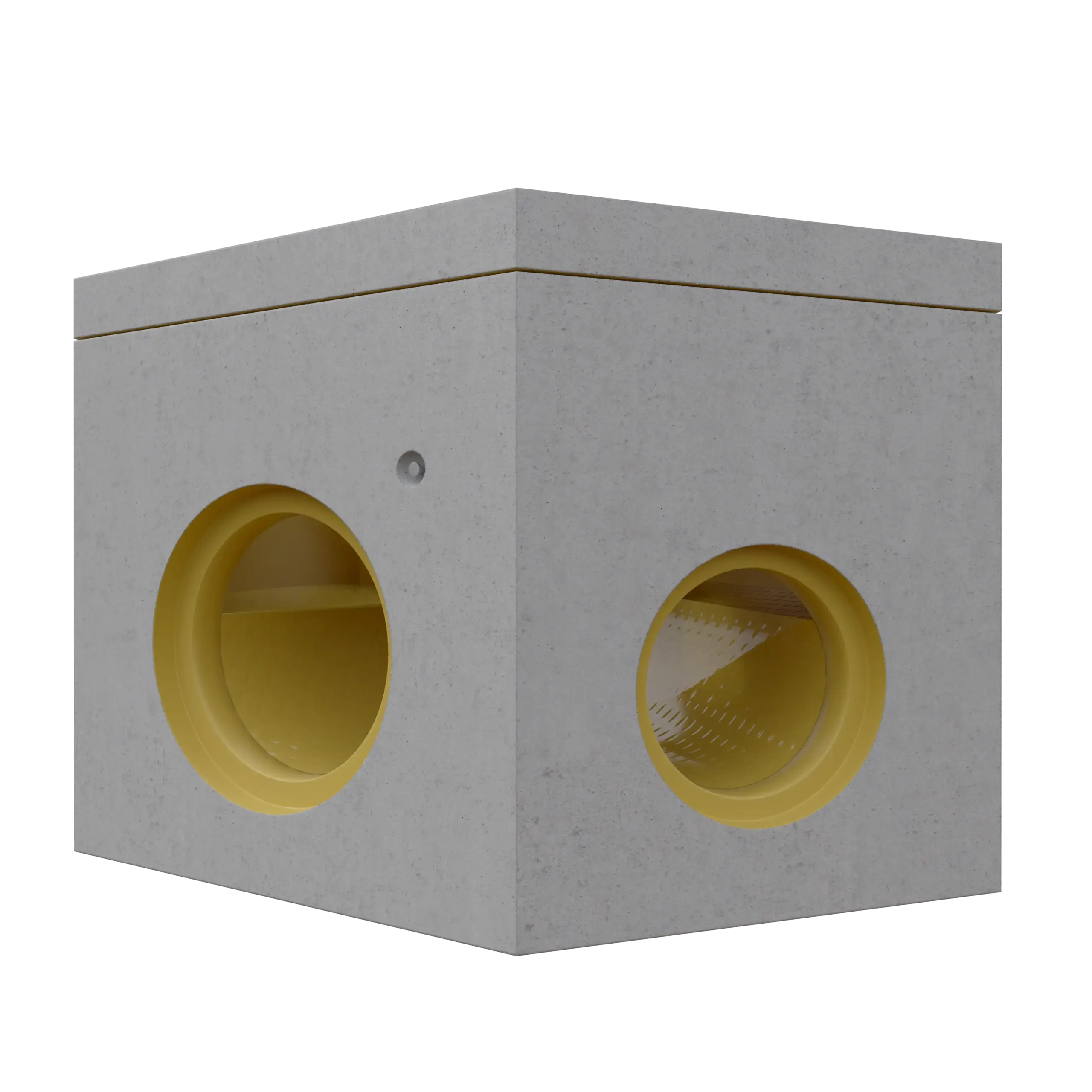 Betonschachtbauwerk des Duoliner-Rohrsystems mit integrierten Rohranschlüssen für Kanalbau und Regenwasserbewirtschaftung