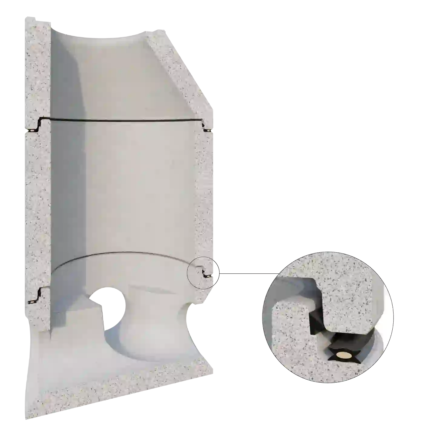 TOP SEAL Schachtaufbauteil mit Dichtungs- und Lastausgleichssystem für Schachtsysteme